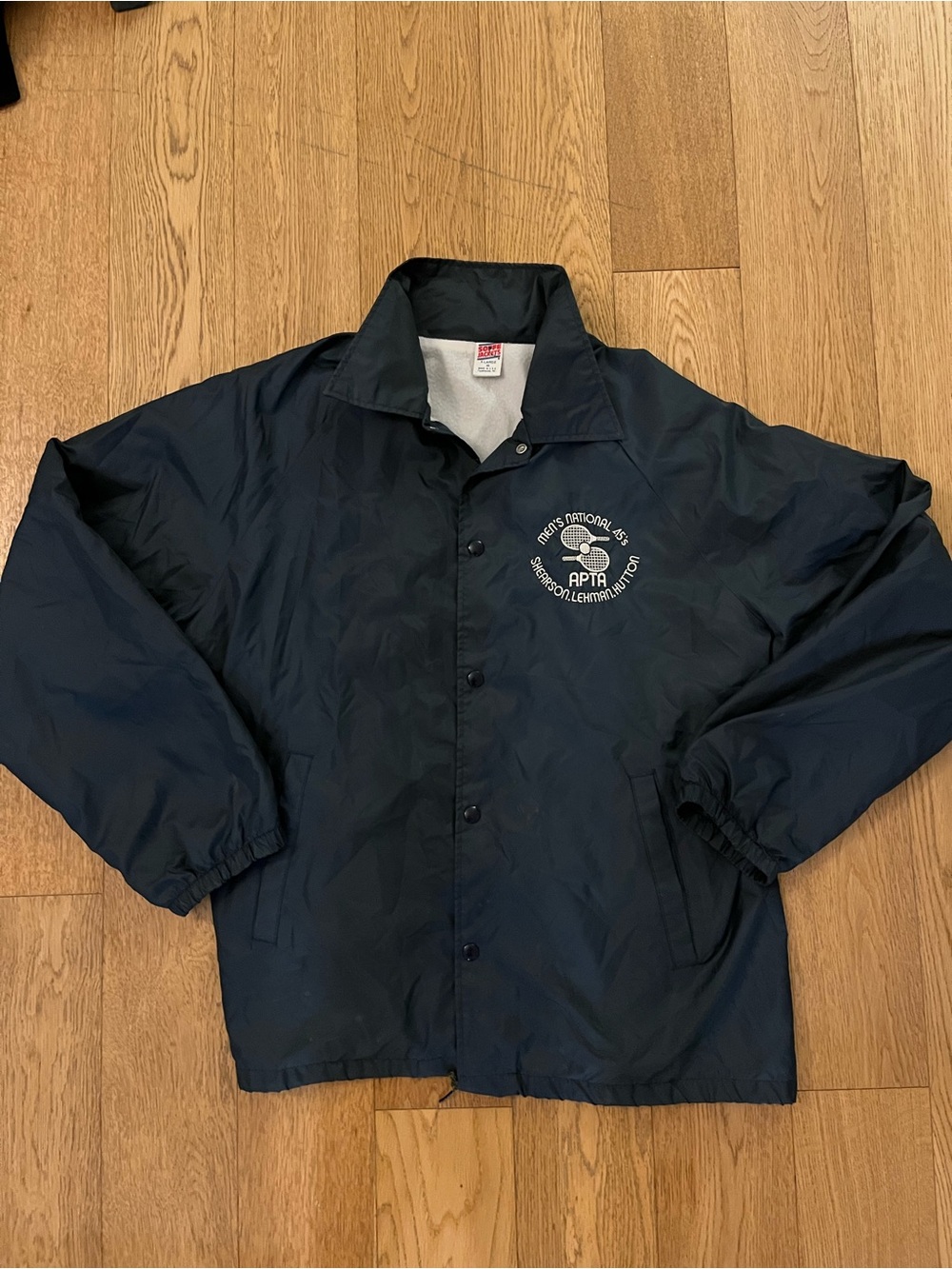 Vintage 1989 Soffe Tennis Jacket XL Blue APTA Shearson Lehman Hutton